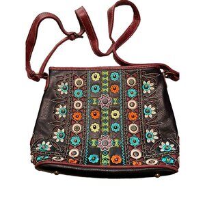 P&G Concelled Carry Bohemian Embroidered Shoulder Bag With Multi-Color Floral De